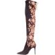 Jessica Simpson Lessy Over-The-Knee stiletto Dress Boot Black Satin Floral 8.5M right Affordable Designer Brands