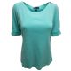 Karen Scott Elbow-Sleeve Zip-Shoulder Top Shirt Pacific Green Small front from Affordable Designer Brands
