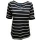 Karen Scott Striped Boat-Neck Top Shirt Deep Black Small front from Affordable Designer Brands
