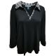 Karen Scott Contrast-Trim Top Blouse Deep Black XLarge front from Affordable Designer Brands