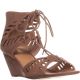 Material Girl Halona Perforated Lace-Up Strappy Wedge Sandals Taupe Brown 7.5M from Affordabledesignerbrands.com