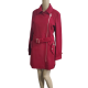 Michael Kors Women's Petite Asymmetrical Belted Wool Coat Red Petite Large