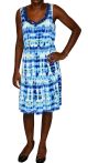 NY Collection Embellished Scoop Neck Blue Multicolored Tie-Dye Drop-Waist Sleeveless Dress Large