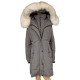1 Madison Womens Expedition Fox-Fur-Trim Hooded Parka Charcoal Small Affordable Designer Brands