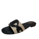 Polo Ralph Lauren Womens Shoes Alegra Leather Slide Sandals Natural Black 11B from Affordable Designer Brands