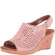 Rockport Women's Briah Perforated Slingback Wedge Sandals Pink Metallic 8.5 W Affordable Designer Brands