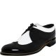 Stacy Adams Shoes, Dayton Wing Tip Lace Up Black Patent and White Leather 9D Affordable Designer Brands