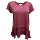 Style Co Layered-Look Peplum T-Shirt Pale Raspberry Red Small front from affordabledesignerbrands.com