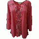 Style Co Embroidered Lantern-Sleeve Top Stitched Cream Large