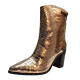 Schutz Women's Vonna Croc Embossed High Block Heel Booties Gold 8B from Affordable Designer Brands