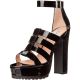 Steve Madden Groove Block Heel Platform Sandals Black Patent 6M from Affordable Designer Brands