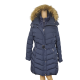 Tommy Hilfiger Womens Belted Faux-Fur-Trim Hooded Polyester Puffer Coat Navy XLarge from Affordable Designer Brands