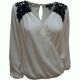 Thalia Sodi Lace-Shoulder Surplice Blouse Washed White Xsmall Affordable Designer Brands