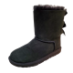 UGG Kids Shoes Baily Bow II Suede  Slip On Youth Winter Boots 8M Black from Affordable Designer Brands